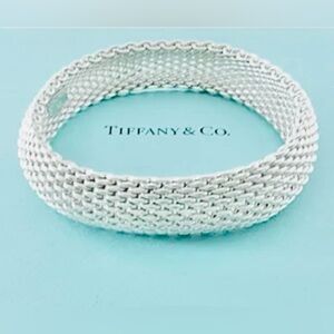 Vintage Tiffany & Co. Somerset Mesh Bangle Bracelet .925 Silver – 7.5”
